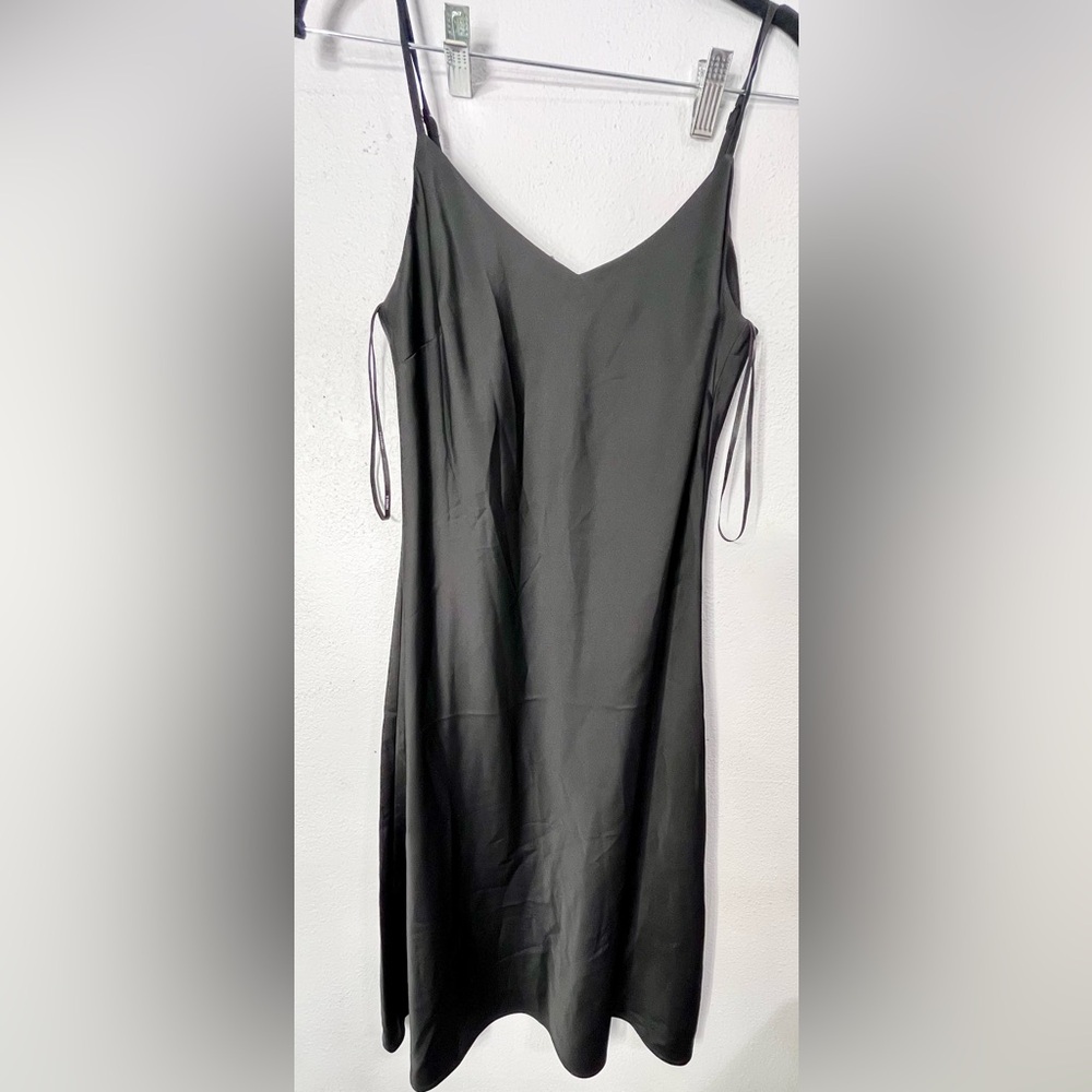 Black satin like midi dress